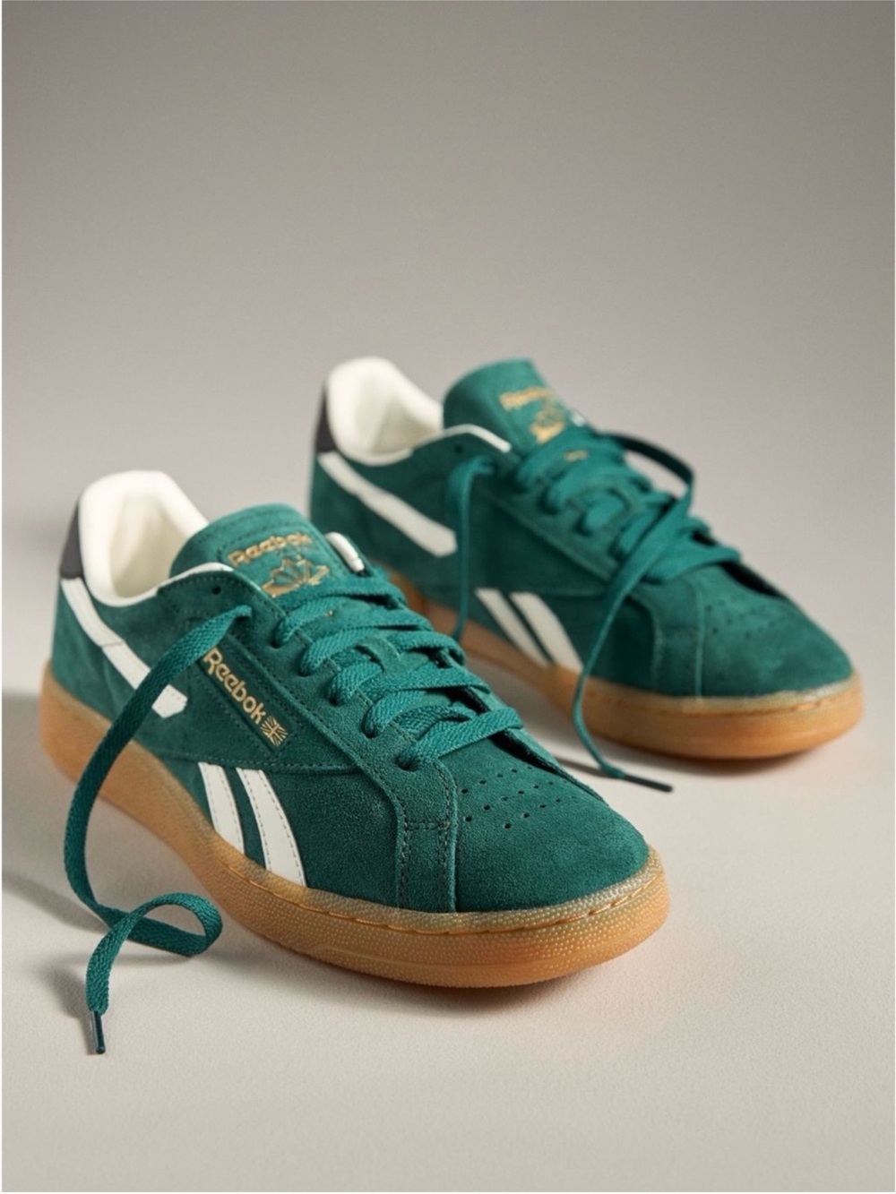 Reebok Women's Teal Suede Classic with White Stripes and Gum Sole